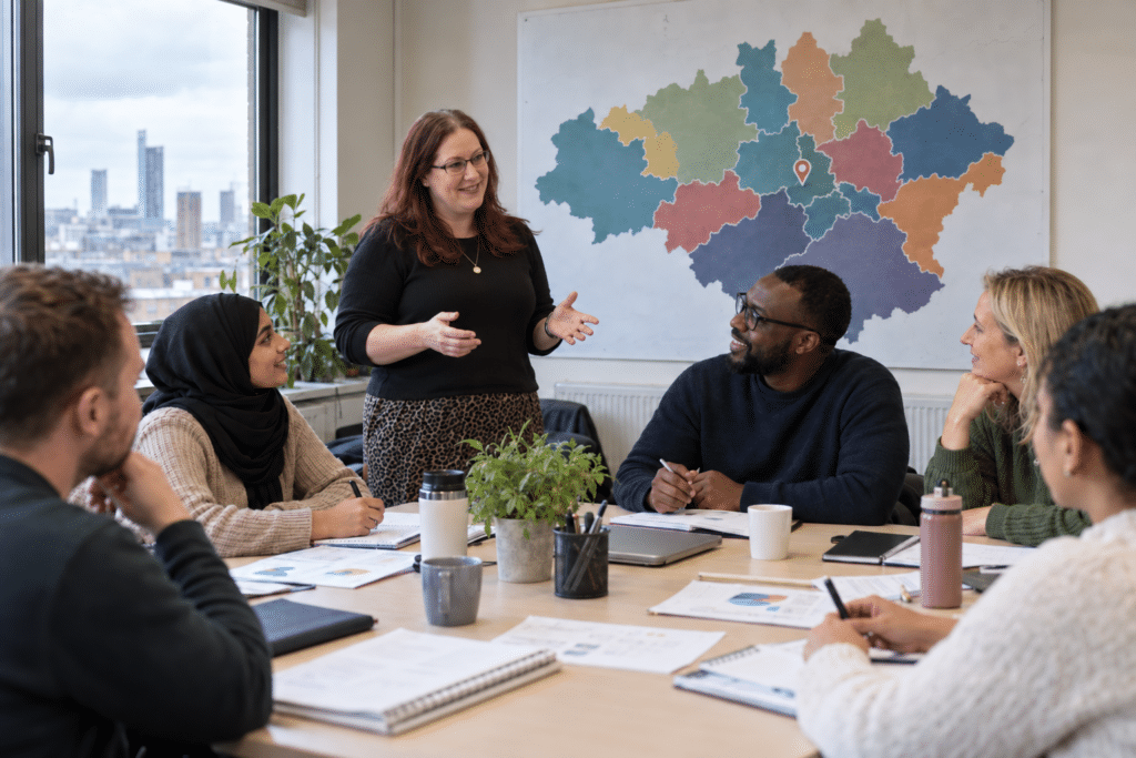 Stephanie Austin of Prima Cura Training delivering on-site workplace training to a team at their premises in Greater Manchester