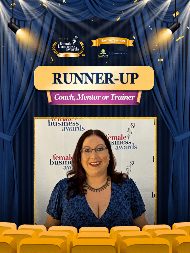 Female Business Awards 2026 runner-up graphic for Coach, Mentor or Trainer, featuring Stephanie Austin of Prima Cura Training